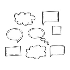 Obraz premium Doodle speech and note bubble black line vector set
