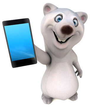 Fun bear with a phone - 3D Illustration