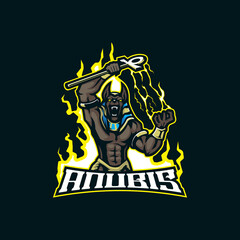 Anubis mascot logo design vector with modern illustration concept style for badge, emblem and t shirt printing. Angry anubis illustration for sport and esport team.