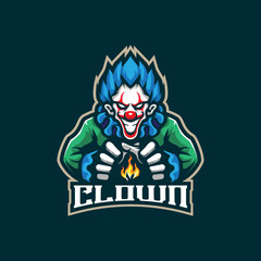 Clown mascot logo design vector with modern illustration concept style for badge, emblem and t shirt printing. Smart clown illustration.