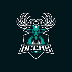 Deer mascot logo design vector with modern illustration concept style for badge, emblem and t shirt printing. Deer illustration for sport team.