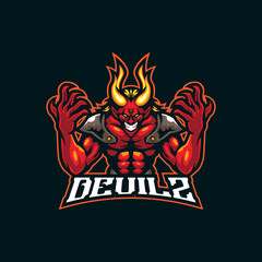 Devil mascot logo design vector with modern illustration concept style for badge, emblem and t shirt printing. Devil illustration for sport team.