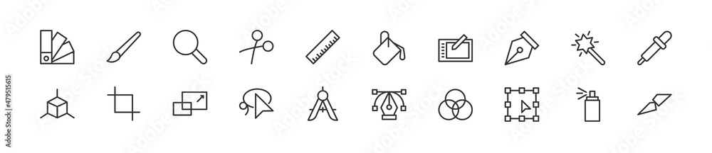 Wall mural Set of simple design line icons.