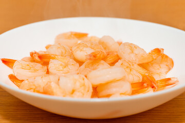 shrimp prawn seafood crustacean on the plate. table meal snack.