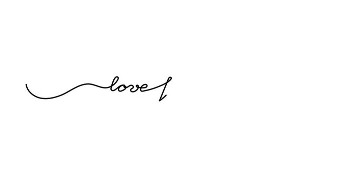 Animated illustration. Continuous One Line script cursive text love forever. Hand-drawn minimalist style. 4K video