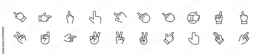 Wall mural set of simple finger line icons.