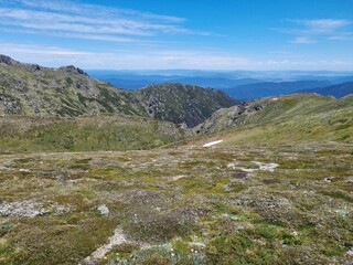 Kosciuszko national park mountains in summer 