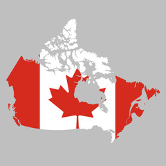Canada flag inside the Canadian map borders vector illustration 