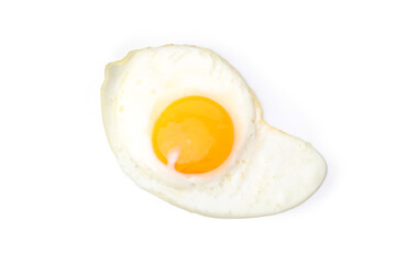 Fried eggs isolated on white background, close up