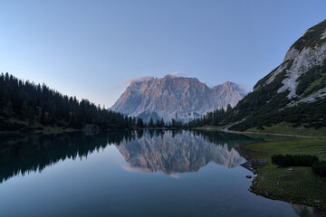 Fototapeta na wymiar Seebensee in the Austrian Alps during Sunset