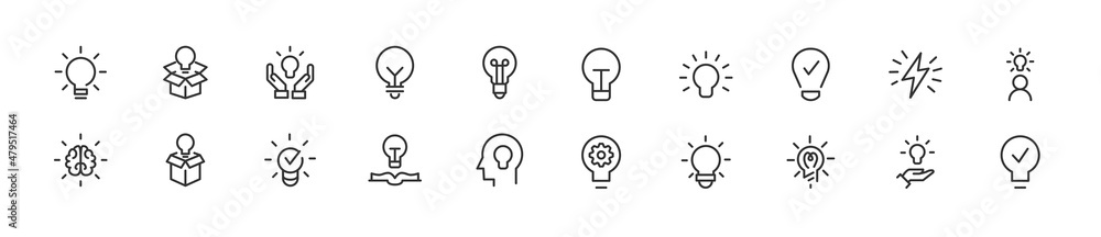 Poster set of simple idea line icons.