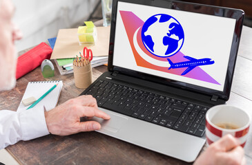Travel concept on a laptop screen