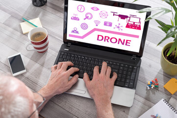 Drone concept on a laptop screen