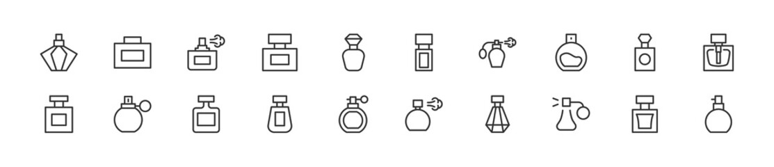 Set of simple perfume line icons. - obrazy, fototapety, plakaty