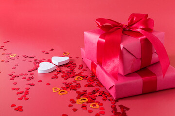 Glazed heart shaped cookies for Valentine's day - delicious homemade natural organic pastry, baking with love for Valentine's day, love concept