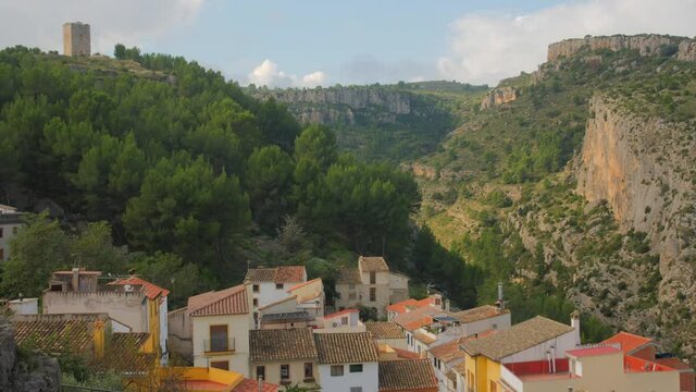 Scenic Landscape Of Hilltop Town Of Jerica In Castellon Province, Eastern Spain. Wide Shot