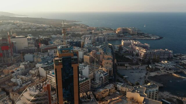 Drone Shot of St Julian's in sunset