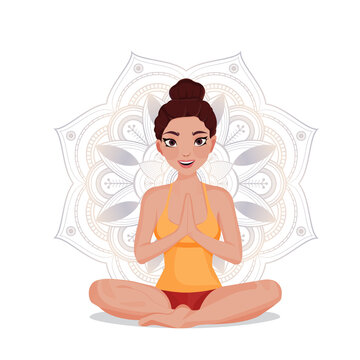 yoga Meditation woman sitting in lotus pose with crossed legs