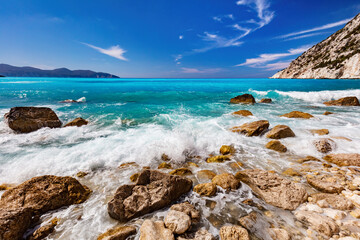Fototapeta na wymiar Myrtos Beach in Kefalonia, Greece