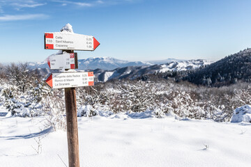 Mount Fumaiolo with snow in Italian appenines, Italy