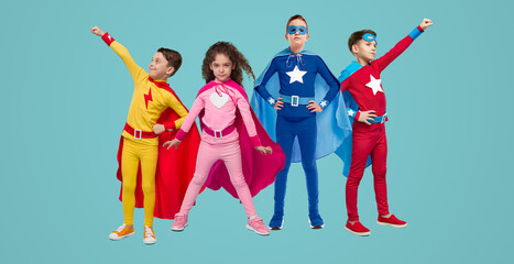 Team of superhero kids in studio © kegfire