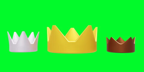 Crowns: Gold, Silver, and Bronze. Given as medals or trophies to the winners. The people achieving first second or third ranks.