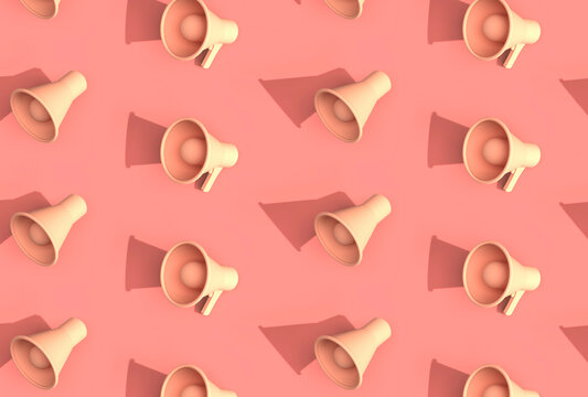 Megaphone Pattern on Coral Pink Background. 