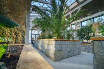 Modern restaurant terrace interior in the summer