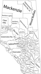 White tagged administrative map of ALBERTA, CANADA