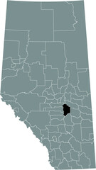 Black flat blank highlighted location map of the CAMROSE COUNTY municipal district inside gray administrative map of the Canadian province of Alberta, Canada