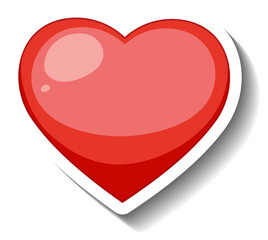A red gradient heart cartoon sticker