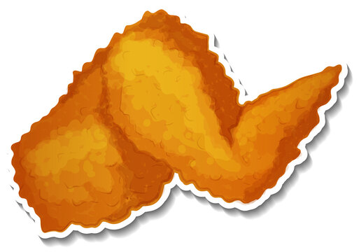 Fried chicken wings in cartoon style