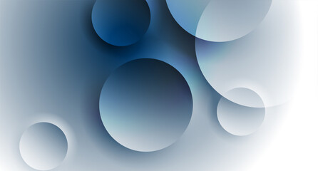 Blue white geometric tech background with glossy circles. Vector design