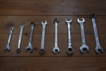 Wrenches for the mechanic at the car repair shop