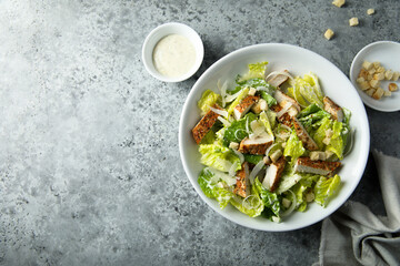 Homemade Caesar salad with chicken