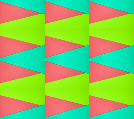 Blue, green and red paper color for seamless background. Geometric pattern, minimalism texture shapes