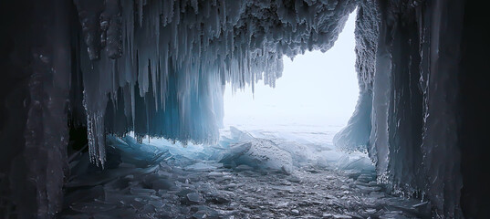 ice cave winter frozen nature background landscape © kichigin19