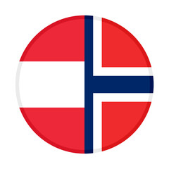 Fototapeta premium round icon with austria and norway flags. vector illustration isolated on white background