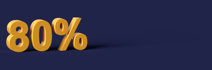 3d blue words 80 percent off discount with blank background
