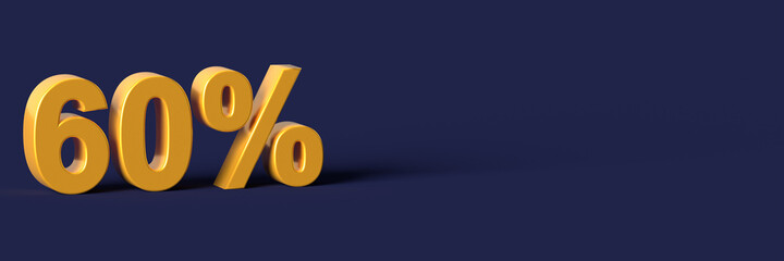 3d blue words 60 percent off discount with blank background