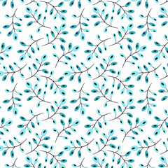 Textured seamless pattern with elements of botanical lines and twigs. Vector pattern with minimalistic style.