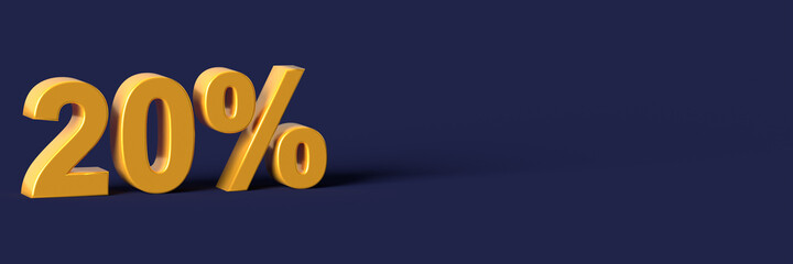 3d blue words 20 percent off discount with blank background