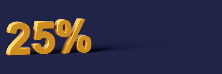 3d blue words 25 percent off discount with blank background