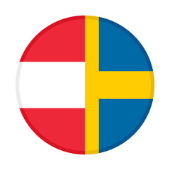 round icon with austria and sweden flags. vector illustration isolated on white background