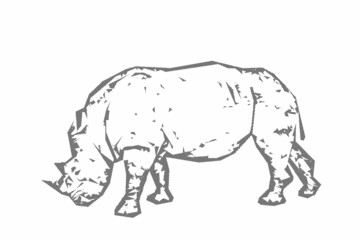 Obraz na płótnie Canvas Abstract Rhinoceros. Vector sketch illustration. Striped Line design.