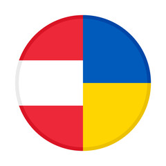 round icon with austria and ukraine flags. vector illustration isolated on white background