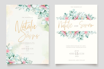 hand drawn eucalyptus invitation card set