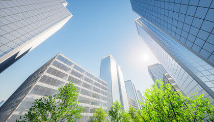 3d rendering of modern building or skyscraper in city. That is real estate, property, house or...