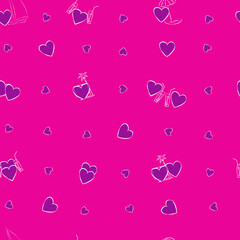 Seamless pattern with hearts. Vector illustration for wrapping paper and scrapbooking