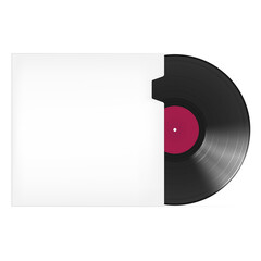 a long-playing vinyl record in a white case. mockup for design.